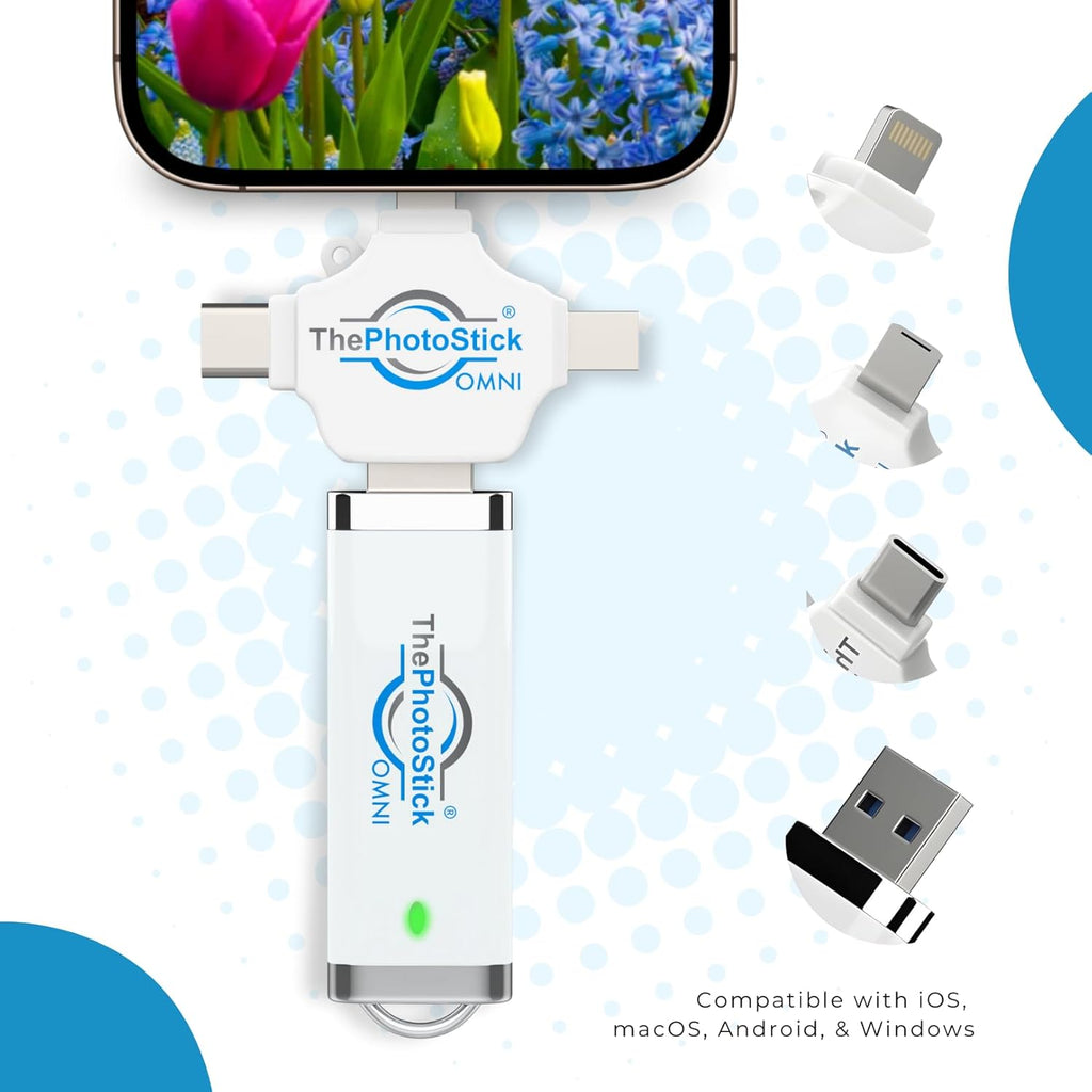 ThePhotoStick® Omni 32GB USB Flash Drive - Automatic Photo & Video Backup for iPhone, Android, Mac & PC