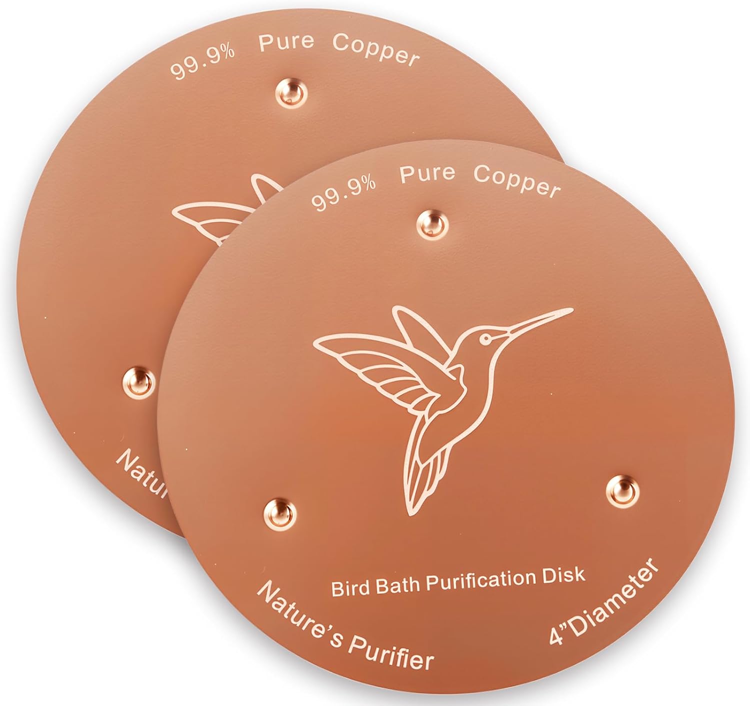Skiennix Bird Bath Copper Discs - 99.9% Pure Copper Cleaner with Reinforced Design | Universal Fit for Outdoor Use