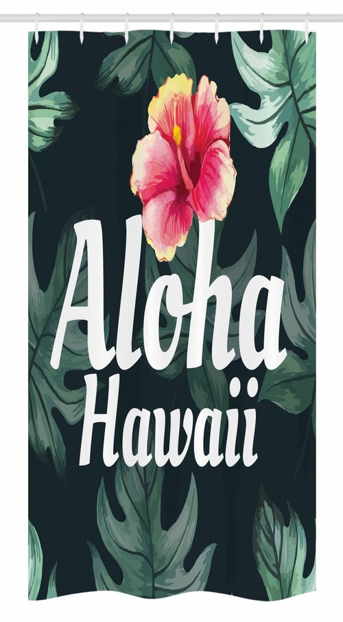Ambesonne Hawaiian Stall Shower Curtain, Monstera Leaf Exotic Flourish Greenery Watercolor Effect, Fabric Bathroom Decor Set with Hooks, 36" W x 72" L, Green Yellow