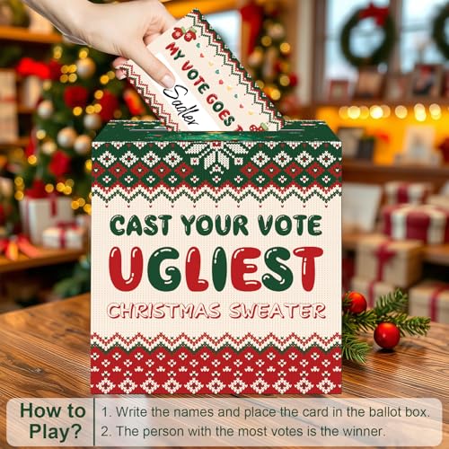 Christmas Ugly Sweater Contest Voting Card Box Set with 50 Vote Cards