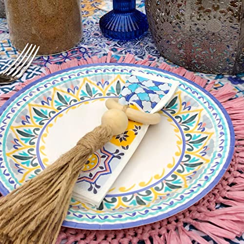 Talking Tables Moroccan Yellow & Blue Paper Party Plates - 12 Pack