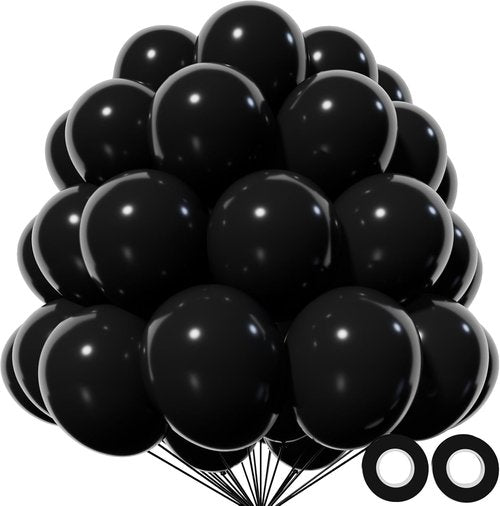 KAWKALSH 12-Inch Black Balloon - 110 Thickened Latex Party Balloons for Birthdays & Weddings