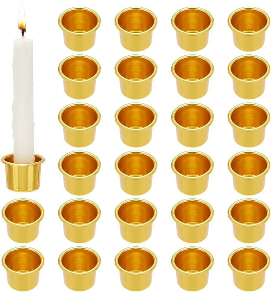 PH PandaHall Gold Candle Holders - 30pcs Metal Drip Protectors for Weddings & Christmas Decor | 1-Inch Size