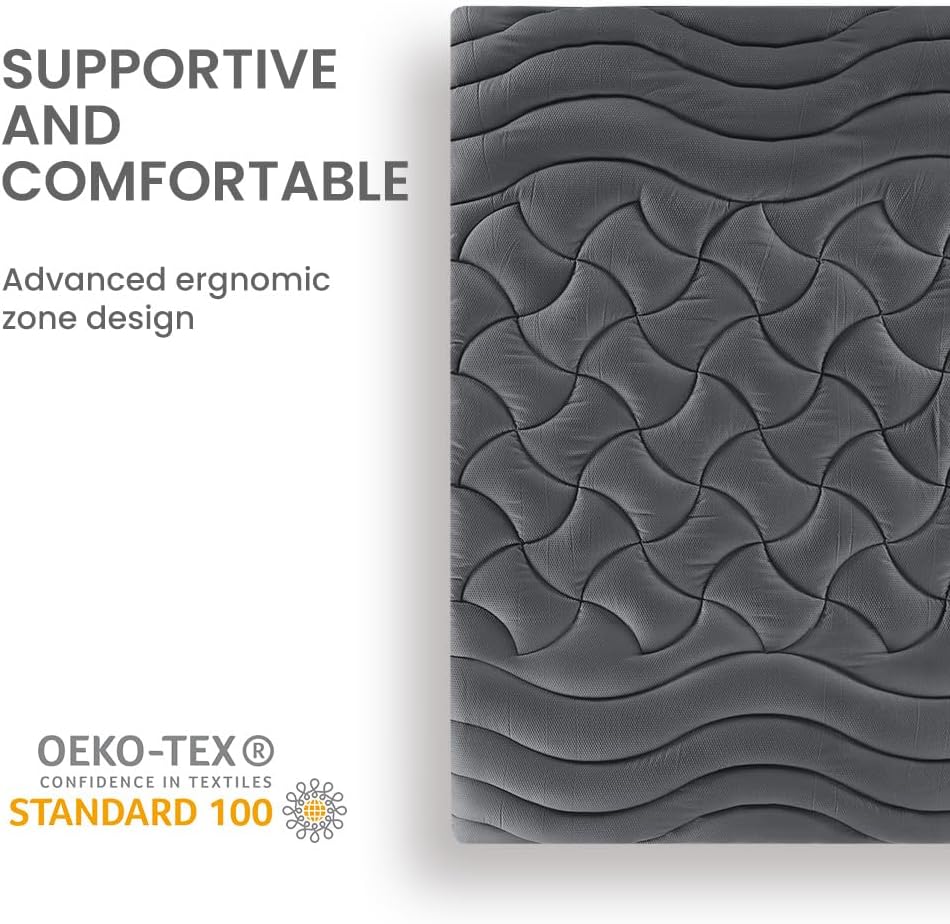Sleep Zone Cooling Queen Mattress Topper - Premium Breathable Pad Cover with Deep Pockets (Grey)