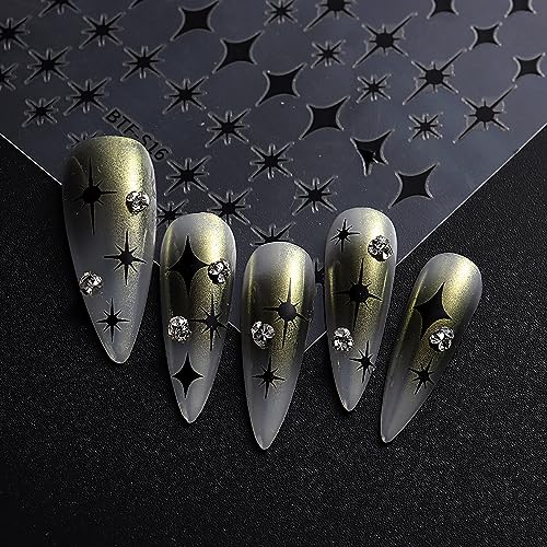 Star Nail Stickers 8 Sheets 3D Self-Adhesive Nail Art Decals