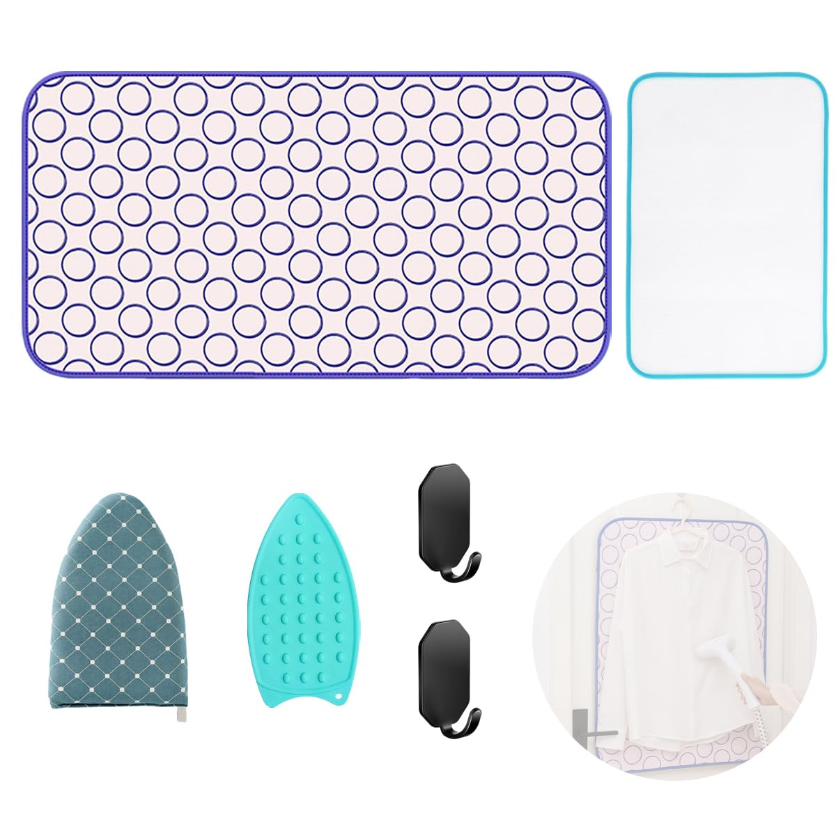 Portable Ironing Blanket Thick Ironing Mat Anti Slip for Table Top Foldable Over The Door Ironing Board Ideal for Home, Travel mall Spaces（Large 47.2"×23.6"）