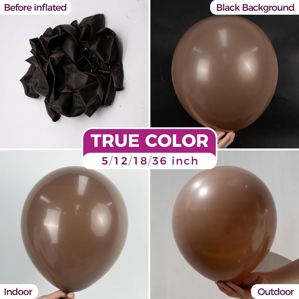 Bezente Brown Balloons | Premium 12-Inch Latex Party Balloons - 100 Pack for Woodland Safari Themes
