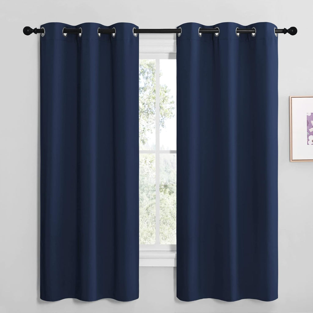 NICETOWN Blackout Curtains - Thermal Insulated Grommet Drapes for Kids' Room | Navy, 42 x 68 Inches