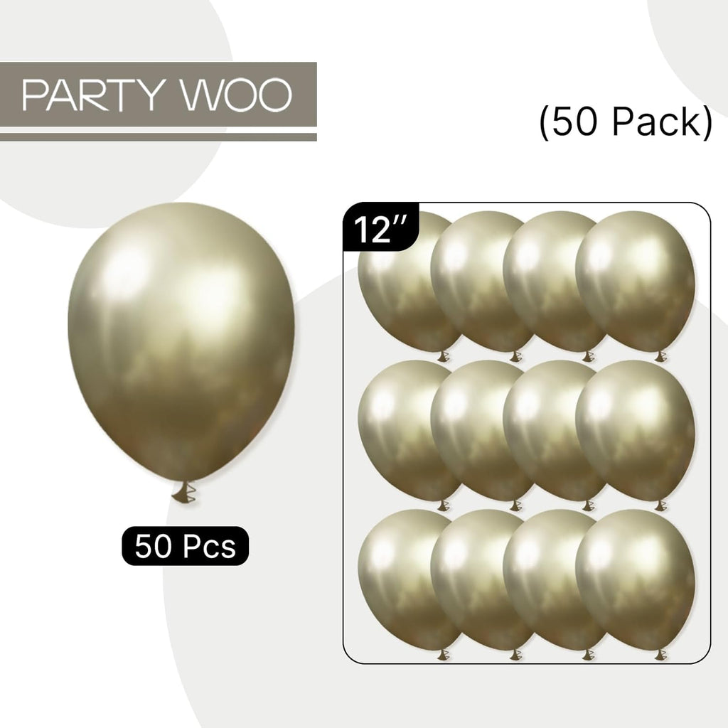 PartyWoo Metallic Green Balloons - 50pcs 12 Inch Sage Olive Green for Graduation & Baby Showers