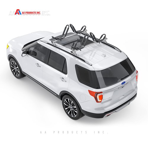 AA-Racks 2 Pair J-Bar Rack for Kayak Carrier Canoe Boat Paddle Board Surfboard Roof Top Mount on Car SUV Truck Crossbar with 16 Ft Ratchet Lashing Straps
