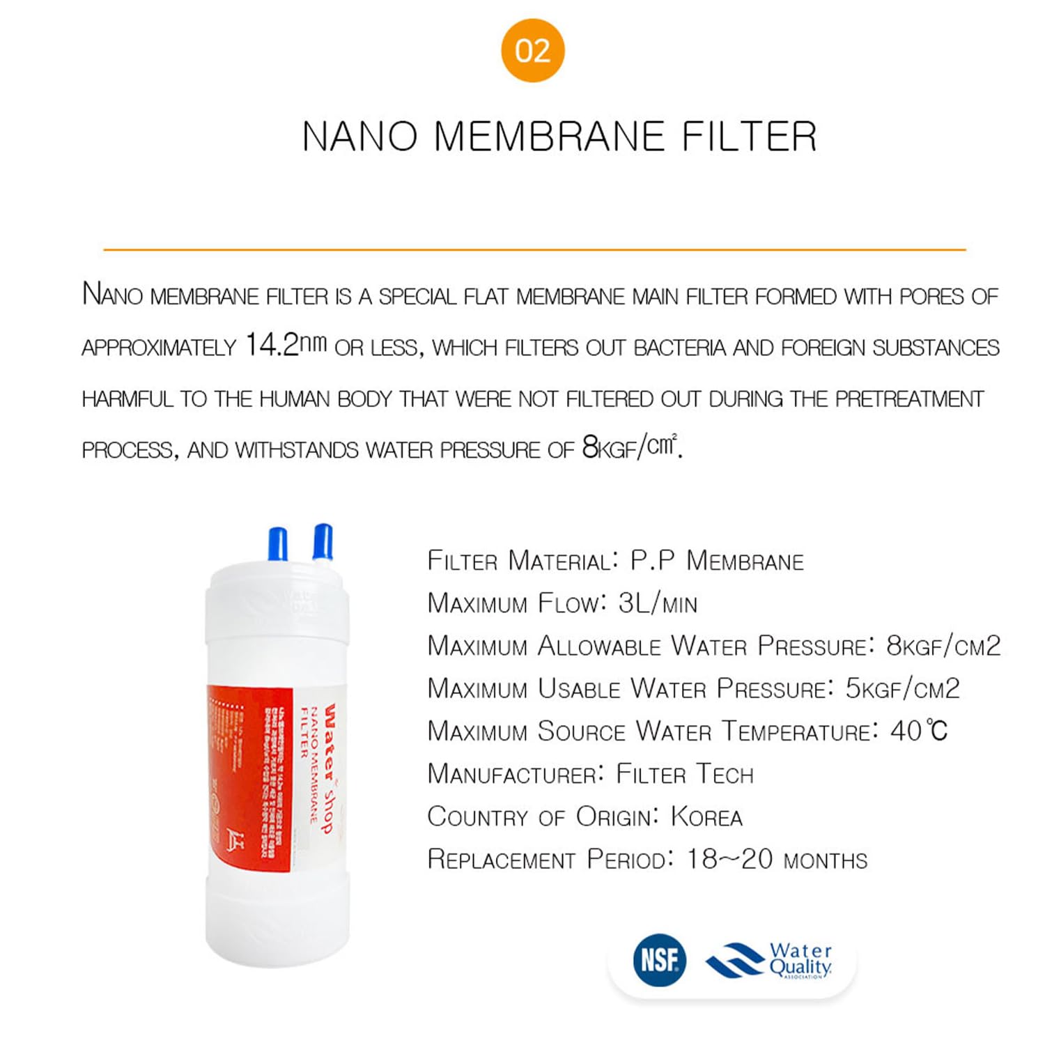 Filtertech filter for Cookoo Tankless Nano Filtration Water Purifier CP-MN031 Replacement Filters