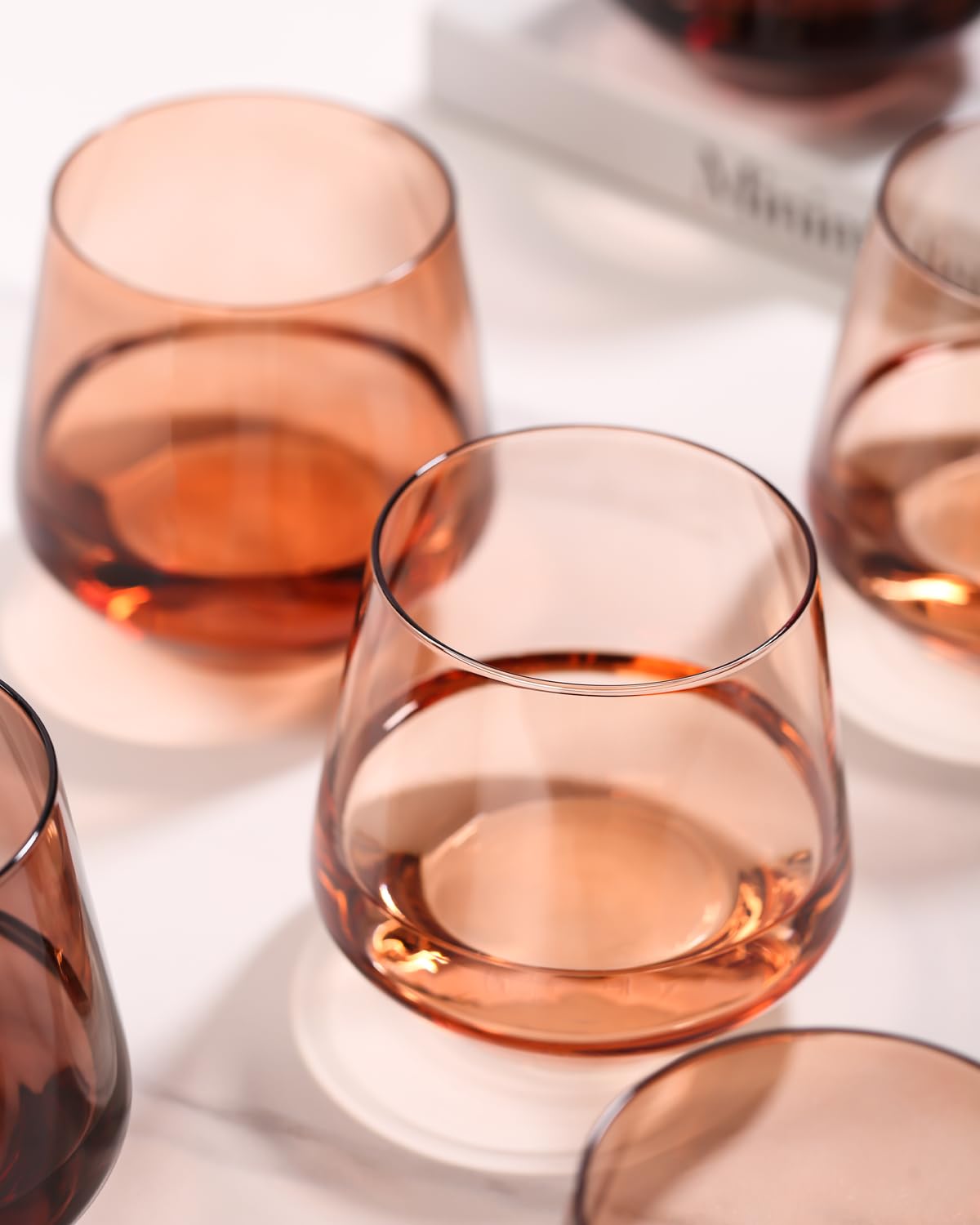 CLUSIVC Venus Stemless Wine Glass Set of 6-14oz Wine Glasses, Stemless Drinking Glasses for Wine, Cocktails & Beverages - Elegant Glassware for Home, Bar & Holiday Use