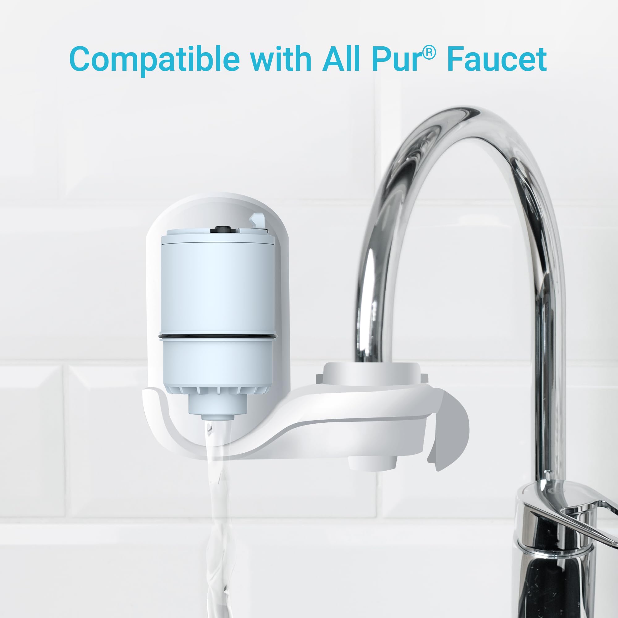 [Alkaline] AQUA CREST CF08D Faucet Filter, Compatible with All PUR® Plus Water Filter, PUR® Plus RF9999® Faucet Water Filter, 6-Month, 600-Gallon, 2 Pack