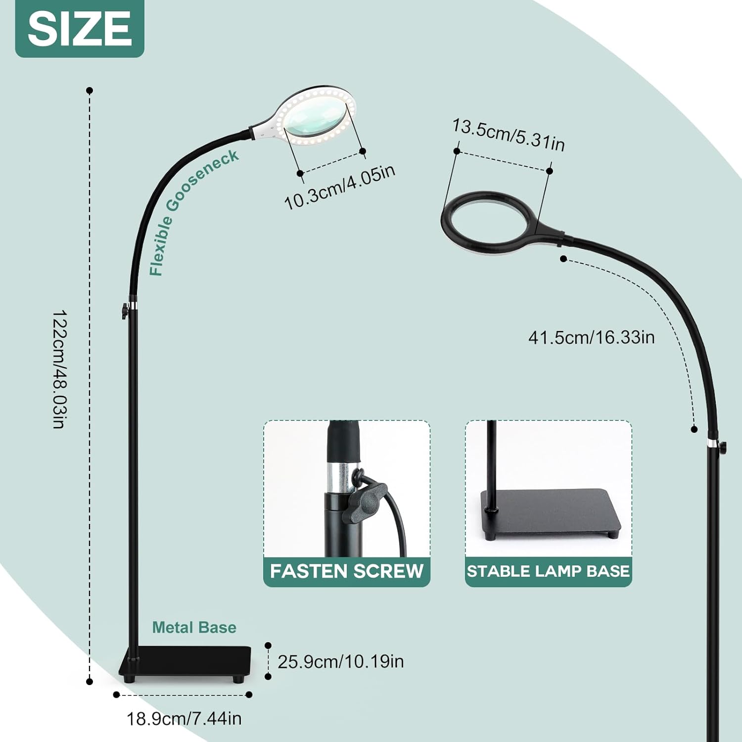 Magnifying Glass with Light - Hands-Free Flexible Gooseneck Lamp for Reading & Crafting