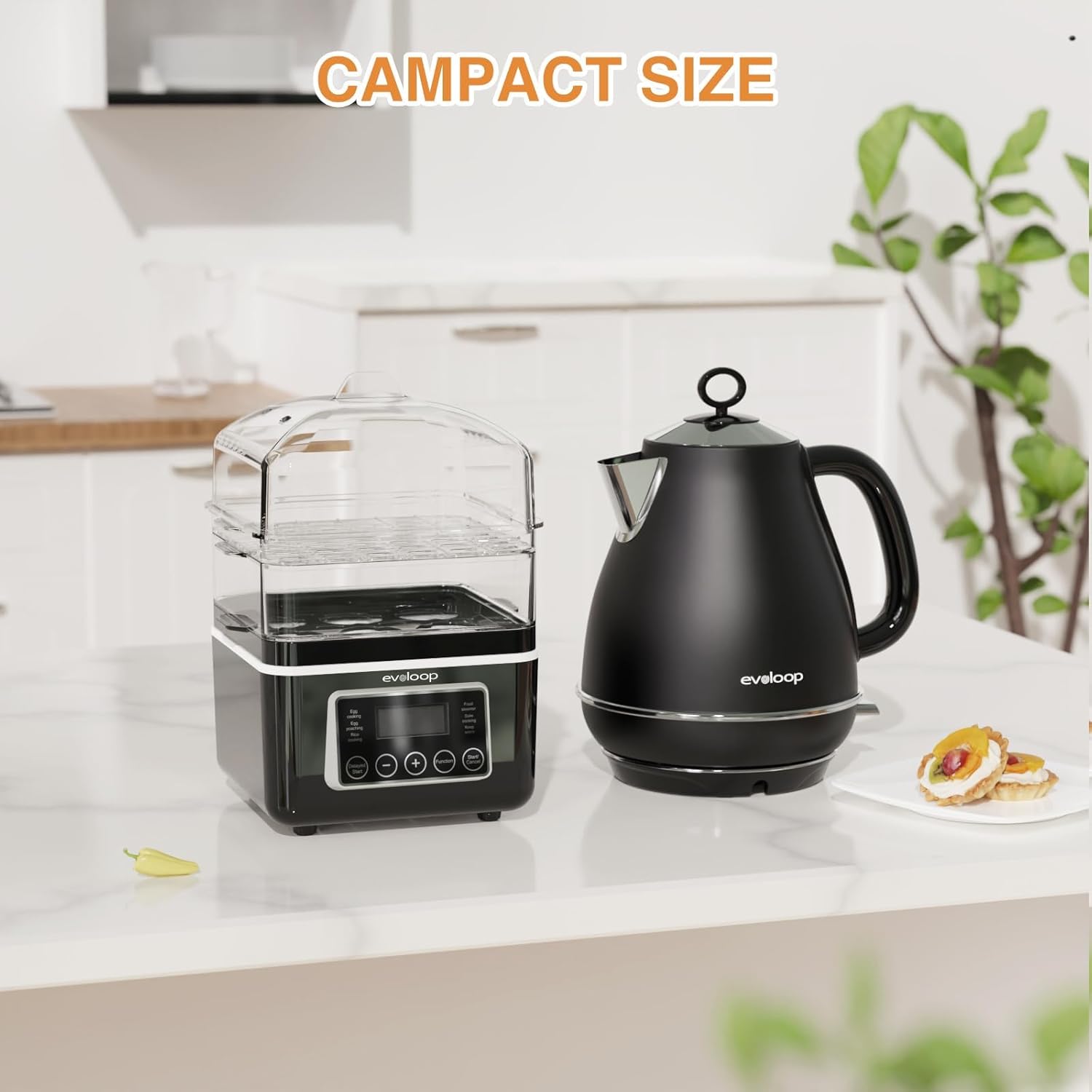 Skiennix 4 QT Electric Food Steamer - BPA-Free Stackable Baskets for Quick Cooking | Ideal for Veggies, Seafood & Rice