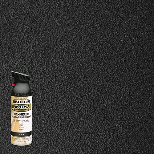 Rust-Oleum Universal Hammered Spray Paint, Black, 12 oz - Fast Dry, Rust Preventive