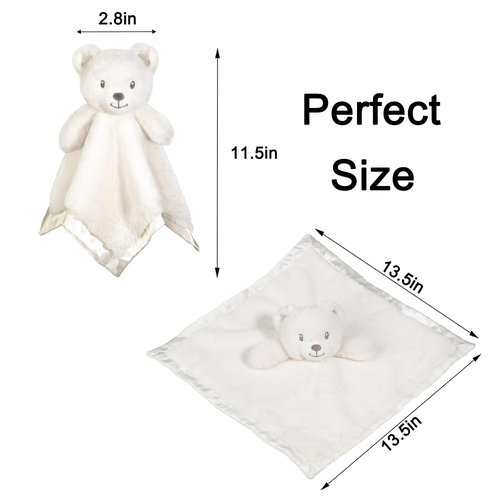 Bear Security Blanket - Soft Fluffy Baby Lovey Snuggle Toy | 16-Inch Unisex Gift for Newborns
