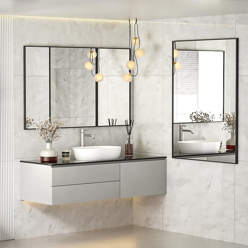 Koonmi Black Rectangle Wall Mirror - 20x30 Inch Aluminum Frame Vanity Mirror for Any Room