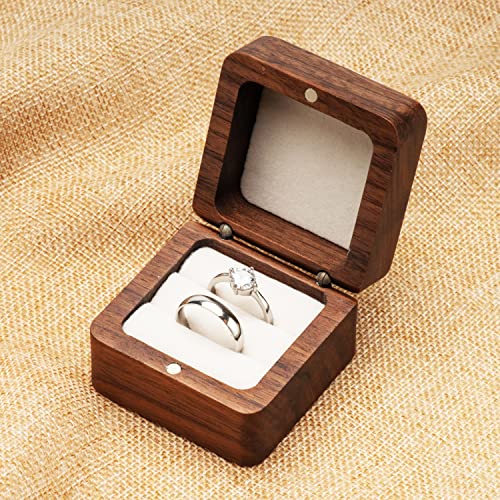 Personalized Square Wooden Ring Box for Weddings & Proposals
