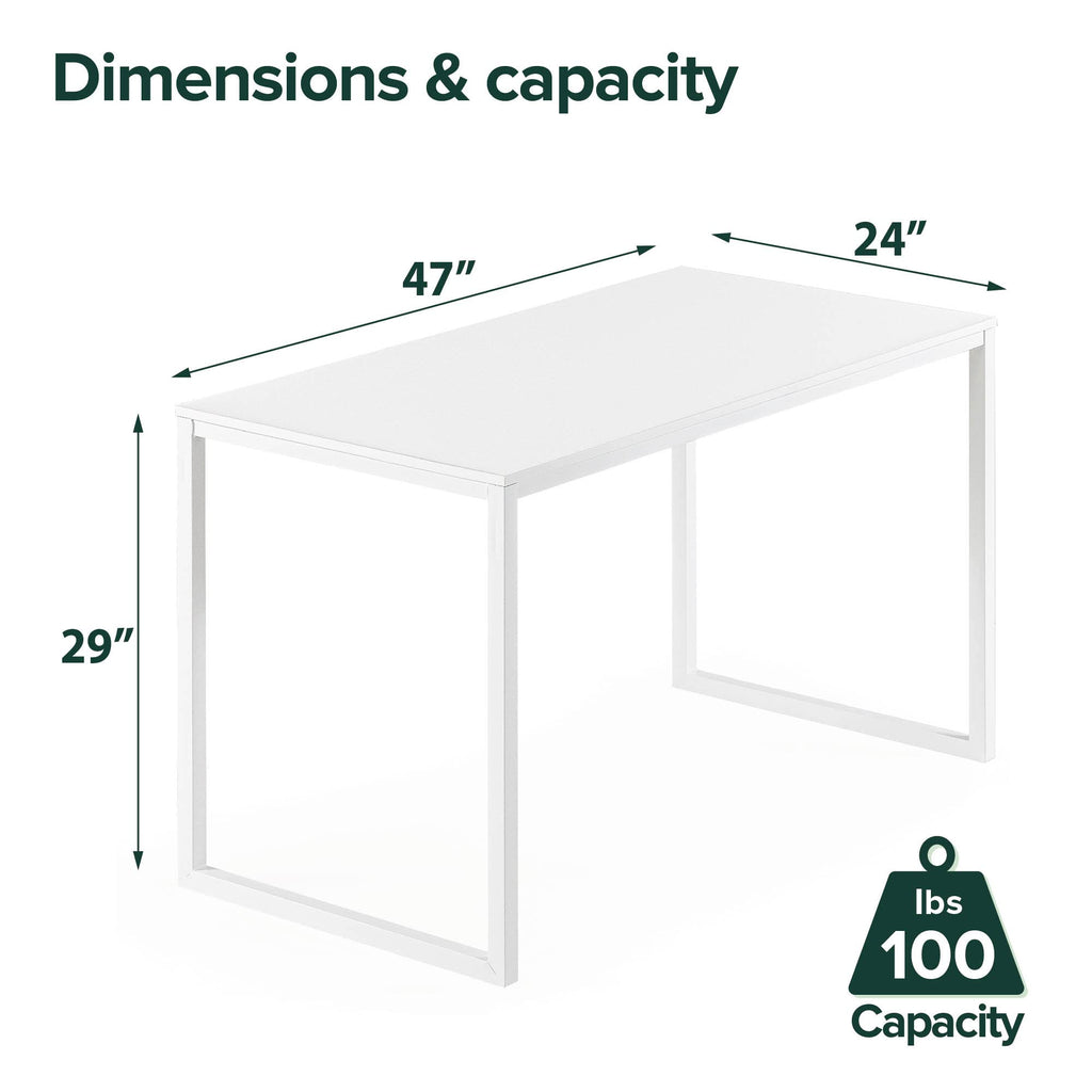 Zinus Jennifer 47 Inch White Frame Desk, Computer Workstation, Office Desk, Easy Assembly, White