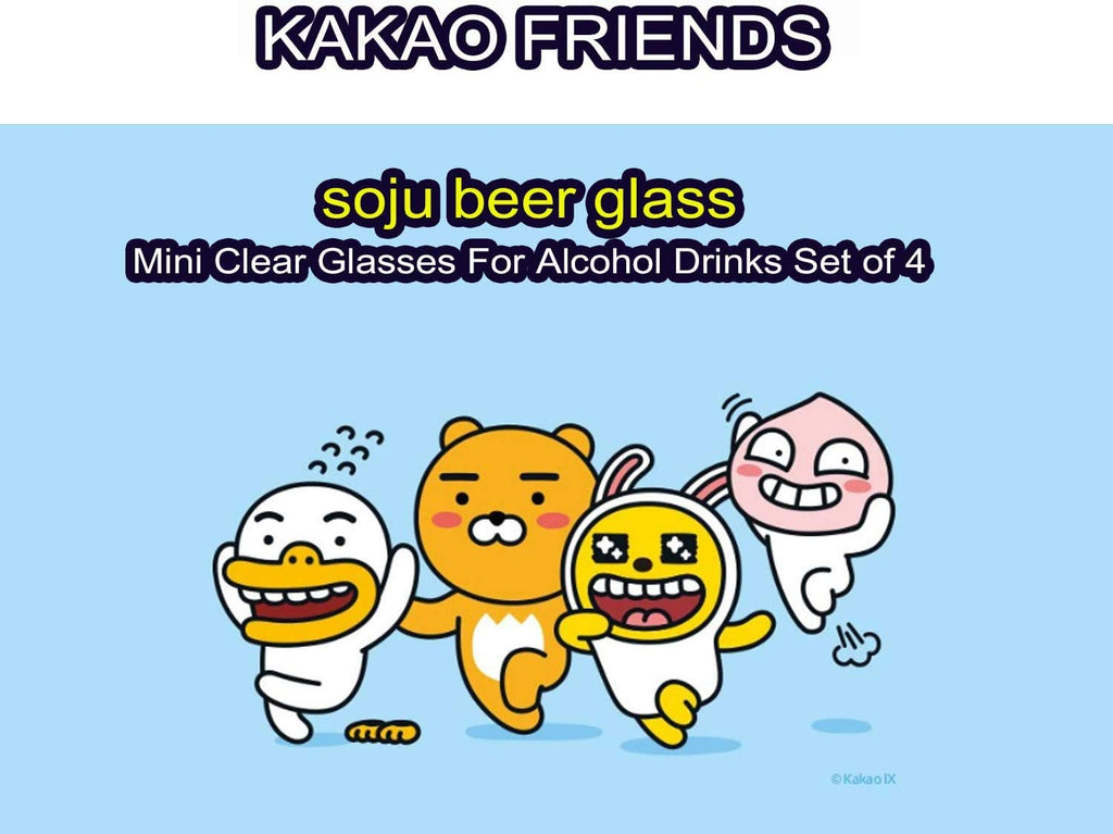 Mini Clear Glasses For Alcohol Drinks Set of 4(soju beer glass 소맥잔),Korean Soju Shot Glasses Set Character Soju Beer Glass, Best Gift For Party, Dishwasher Safe Clarity Glassware, Korean Gift