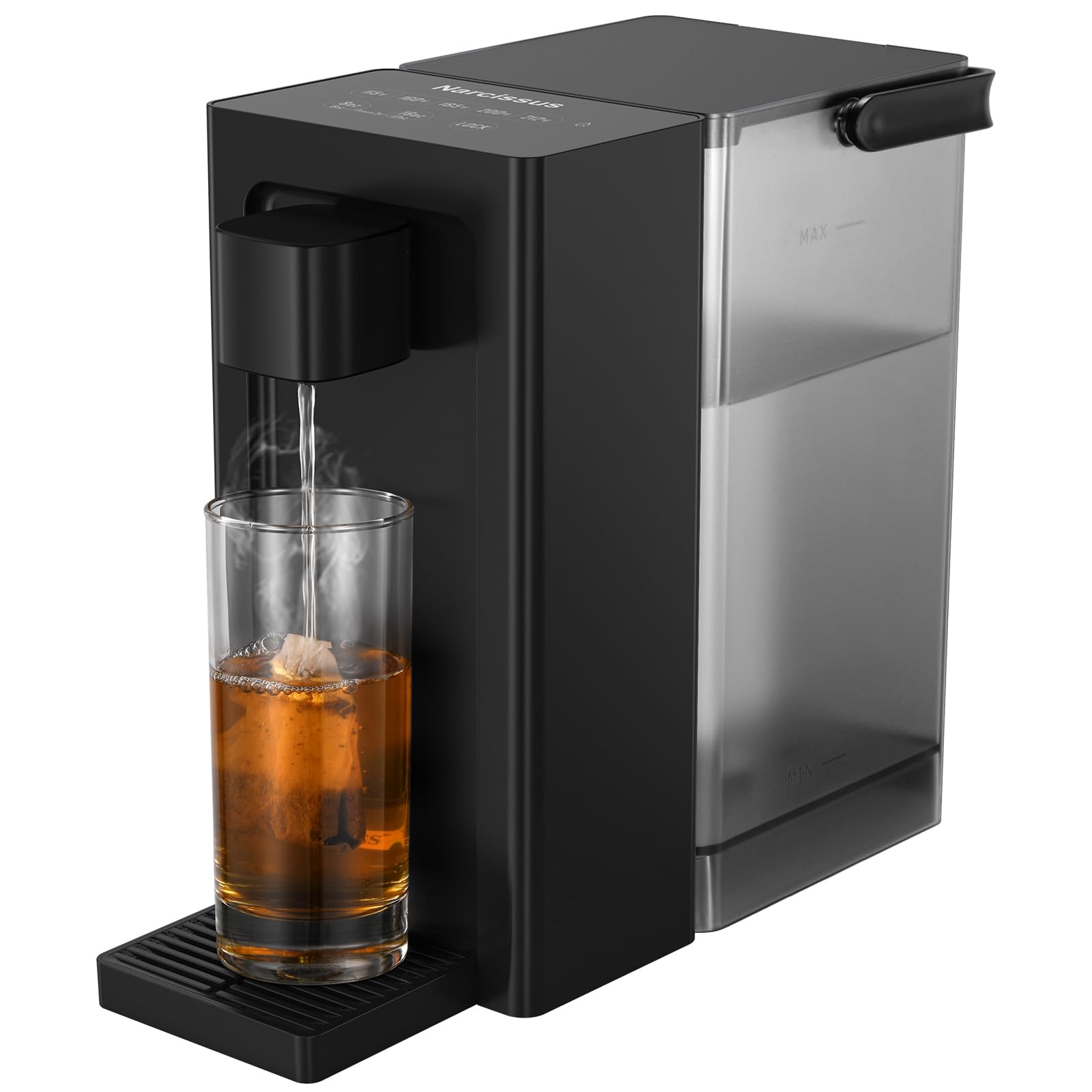 Narcissus D30 Instant Hot Water Dispenser Countertop for Rapid Heating & Dispense, Adjustable 5 Temp & 4 Water Volume Dispense, Removable 100 Ounce Capacity Water Tank with Carrying Handle, BPA Free