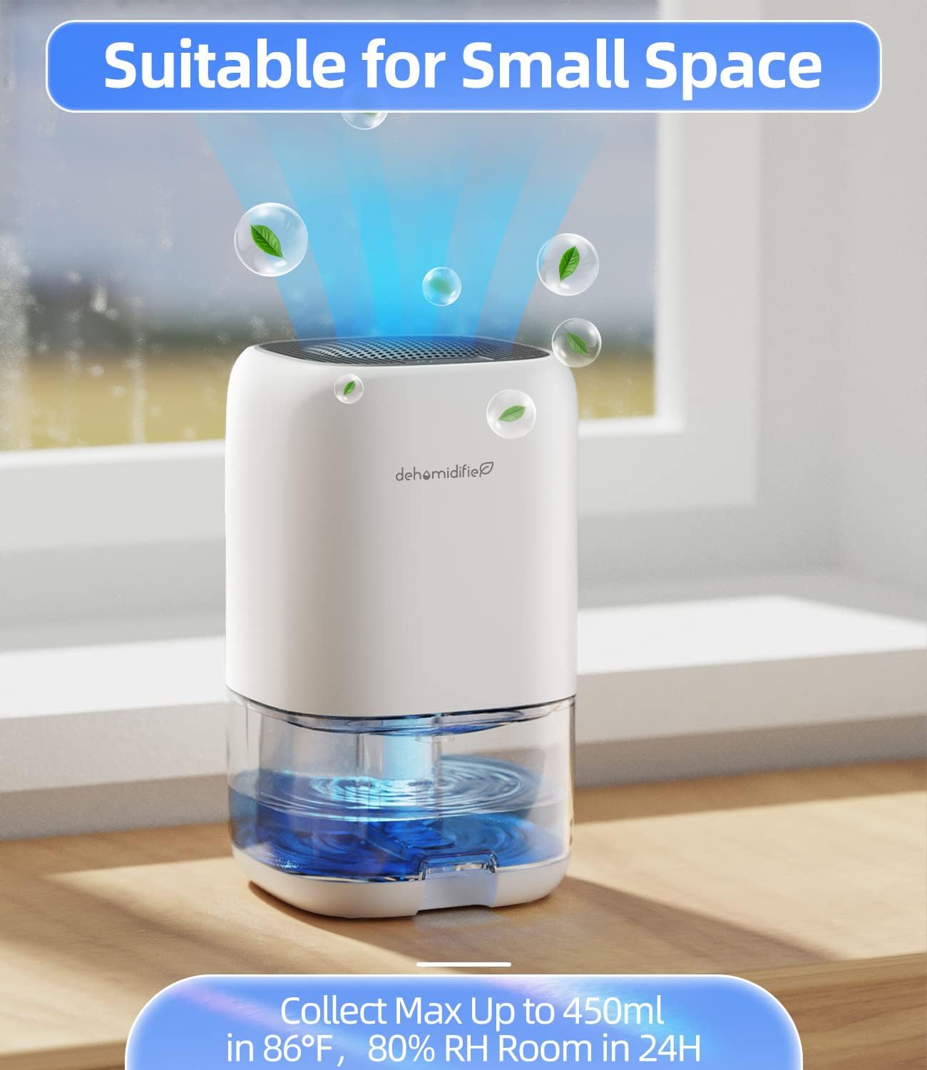 Skiennix Dehumidifier - 35 OZ Compact Unit for Bedrooms | Quiet Operation & Auto Shut Off, White