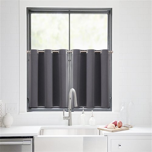 ChrisDowa Small Window Curtains - Grommet Thermal Insulated Room Darkening Panels (Dark Grey, 52 x 36 Inch)