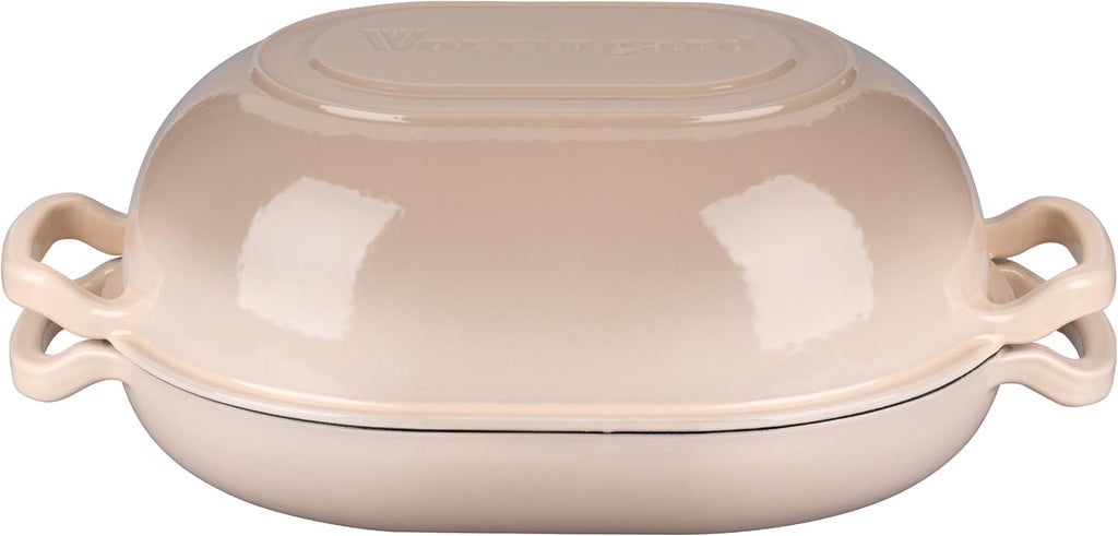VORRINGARD Enameled Cast Iron Dutch Oven - 5QT Sourdough Bread Pan with Lid for Perfect Homemade Baking | Latte Color