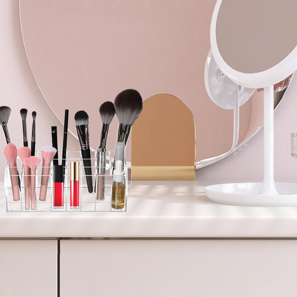 Dmopipp Lipstick Organizer 24 Slot Lipstick Holder Display Rack Small Clear Plastic Compact Lip Gloss Perfume Sample Mascara Holder