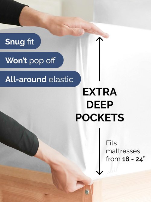 Extra Deep King Sheet Set by Comfy Hotel - 4-Piece Breathable & Cooling Bed Sheets - Fits 18-24 Inch Mattresses - Ultra Soft, Wrinkle & Fade Resistant - Luxurious White Bedding