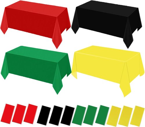 12Pcs Disposable Rectangular Tablecloths | Black History Month Party Decorations - 54x108 Inch