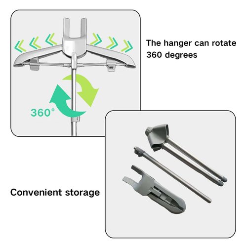 SNJGDA Garment Steamer Rack with Ironing Gloves for Clothes, Foldable Garment & Clothes Drying Rack, Adjustable Height, Garment Hanger Drying Rack for Including Ironing Gloves, Clothes Rac (Grey)