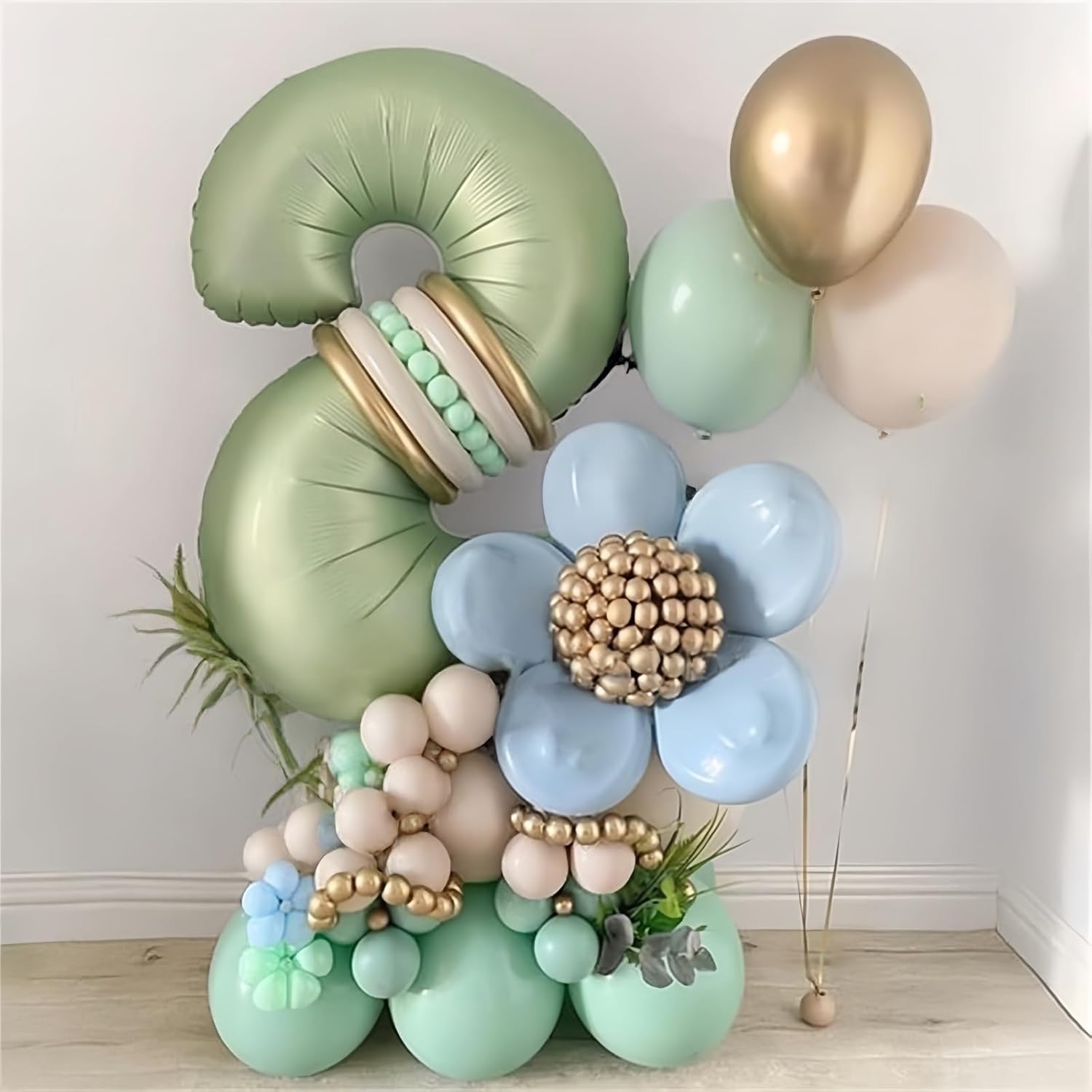 Skiennix 40" Balloon Number 2 - Sage Green Foil Balloon for 2nd, 12th, 20th Birthday & Graduation Celebrations