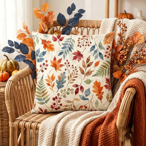 Autumn Maple Leaf Throw Pillow Covers 18x18 Inch Set of 2