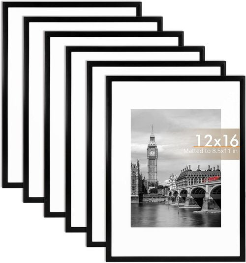 Fixwal Diamond Art Frames - Set of 6 Lightweight 12x16 Picture Frames with Shatter-Resistant Glass | Black