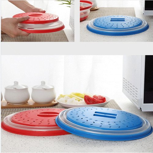 Collapsible Microwave Splatter Cover, Microwave Plate Cover With Steam Vent(10.5 IN,Dark pink)