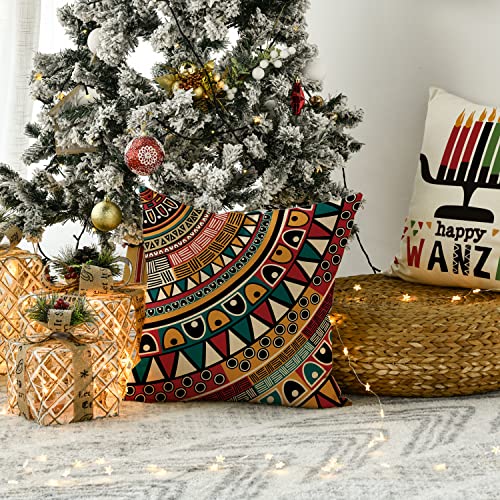 Kwanzaa Candlestick Throw Pillow Covers - Set of 4, 18x18 Inch