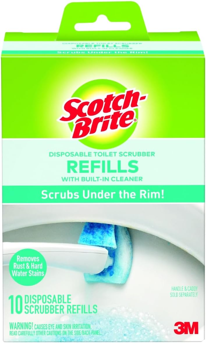 Scotch-Brite Toilet Scrubber Refills - Effectively Removes Rust & Hard Water Stains | 10 Disposable Blue Refills