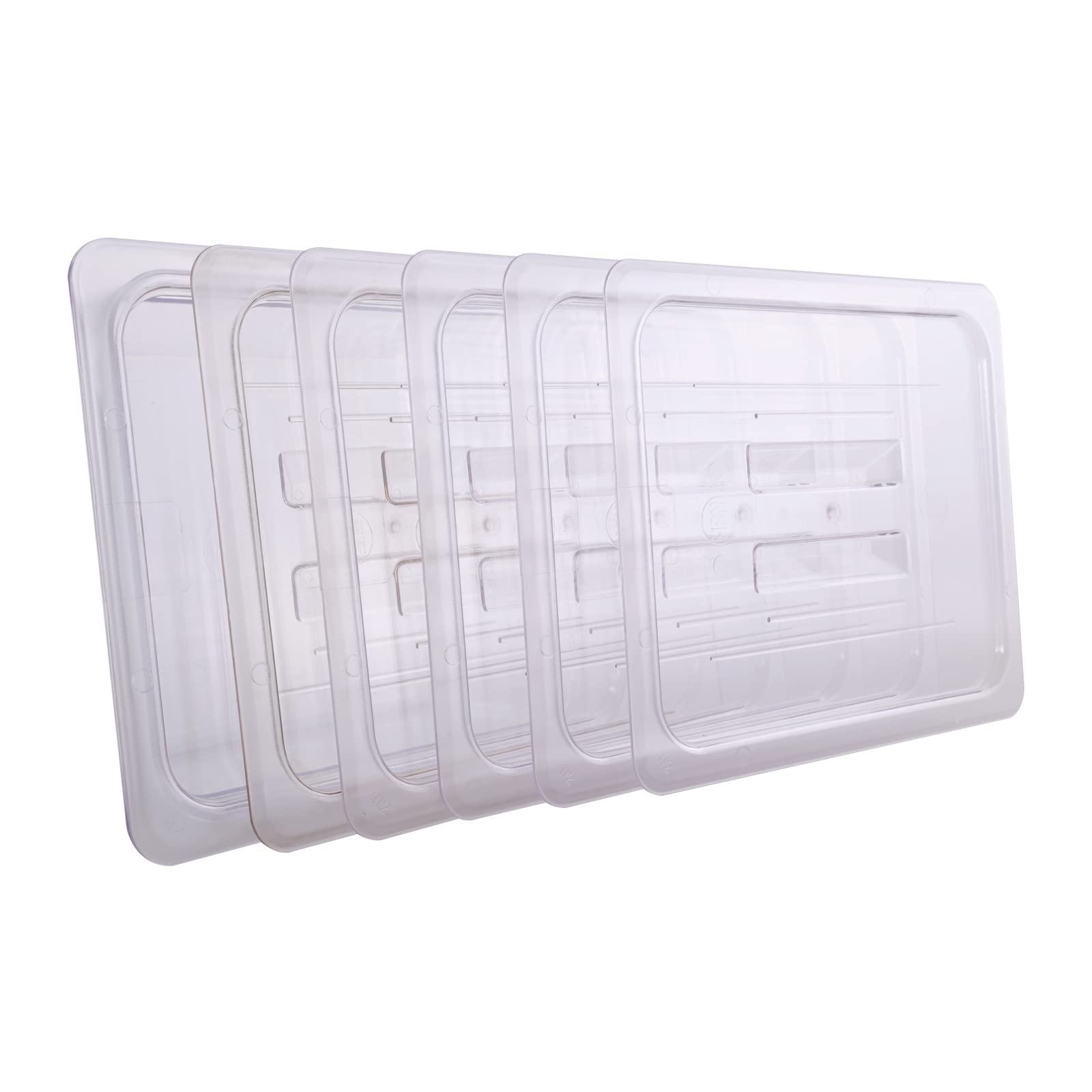 6-Pcs Food Pan Lid Half Size Clear Polycarbonate Hotel Pan Cover with handle