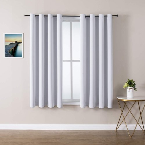 ChrisDowa Grommet Blackout Curtains - Thermal Insulated Room Darkening Panels (Greyish White, 52W x 63L)