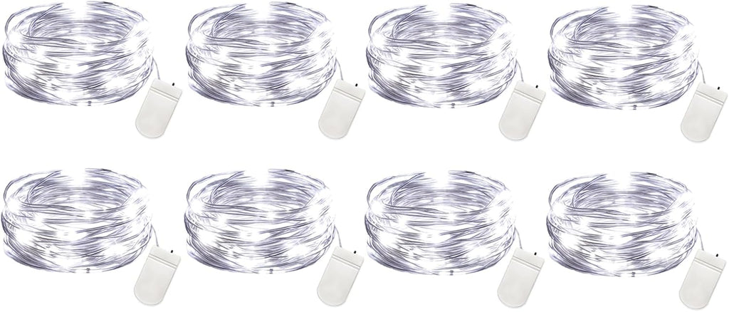 VOOKRY 30 LED Fairy Lights - 10 ft Battery Operated Mini Silver Wire for DIY Crafts & Weddings