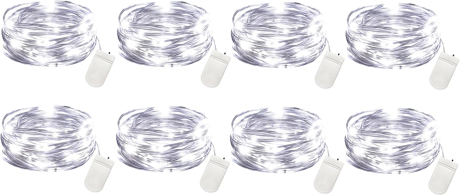 VOOKRY 30 LED Fairy Lights - 10 ft Battery Operated Mini Silver Wire for DIY Crafts & Weddings