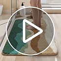 LICOZYVE Blue Beach Microfiber Bath Mat, 1'4" x 1'11" Absorbent Non-Slip Rug