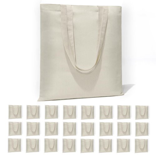 HECTOLIFE 24 Pack Canvas Tote, Reusable Blank Canvas for Shopping,Grocery Bags,DIY Gift Bags