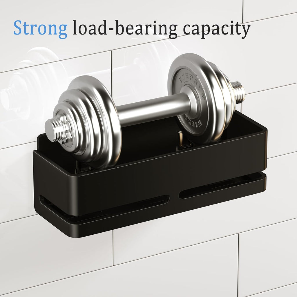 Skiennix Shower Caddy - Heavy-Duty No-Drill Bathroom Organizer | 2-Pack Black Metal Storage Shelf