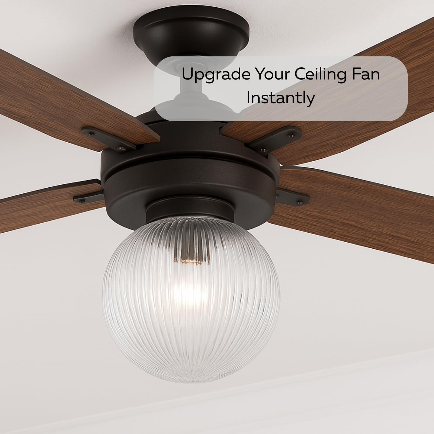 LIGHTACCENTS Clear Ribbed Ceiling Light Cover – 5.9” Flush Mount Globe for Fan or Fixture Replacement – Glass Shade for Kitchen, Bathroom, Hallway, or Bedroom Ceiling Lights