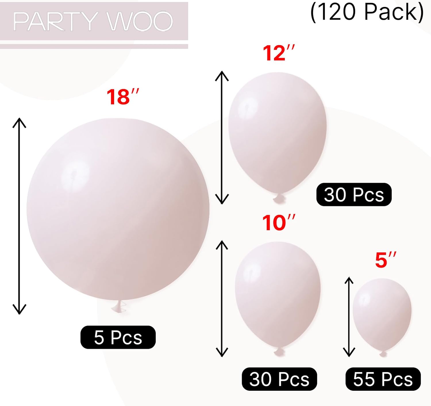 PartyWoo Beige Balloons - 120pcs Boho Cream & Ivory Balloon Arch Kit | Various Sizes for Weddings & Events