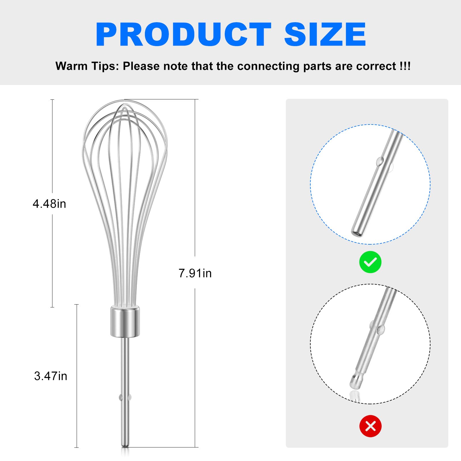 Kitchen Hand Mixer Whisk Attachments FOR KitchenAid Whisk KHMPW,KHM512BM KHM2B, AP5644233, KHM3, KHM5, W10720799, Kitchenaid Egg Beater - 2 Pack