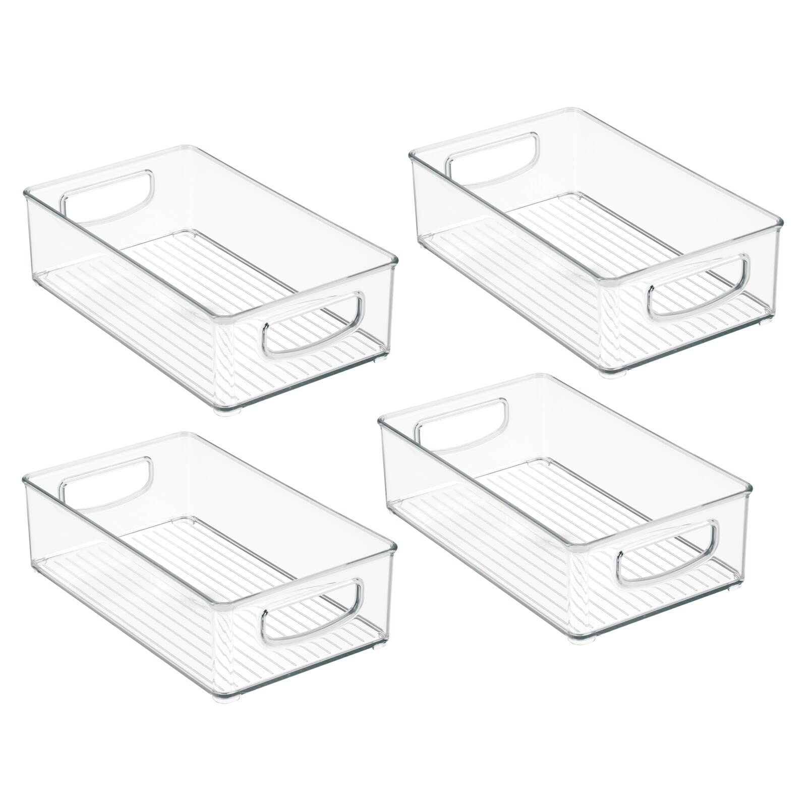 mDesign Kitchen Cabinet and Pantry Storage Organizer Bins - Pack of 4, Shallow, Clear